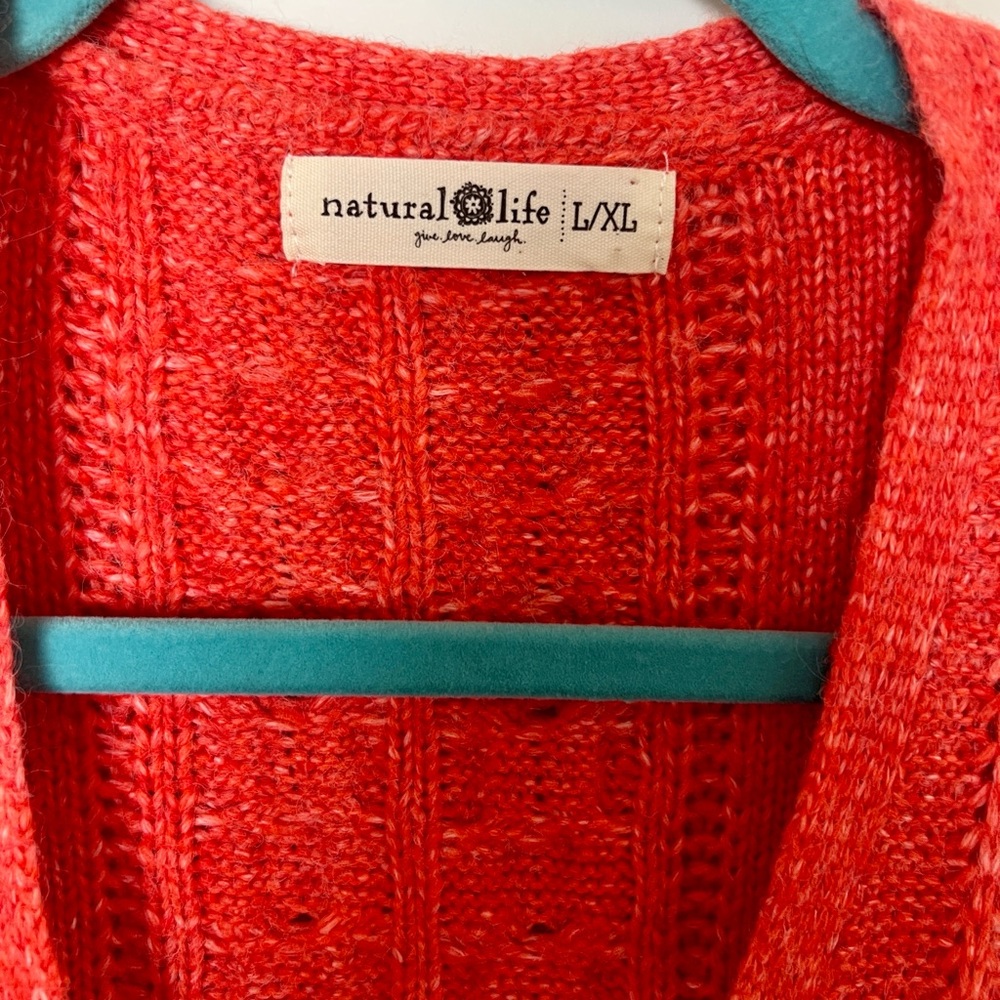 NATURAL LIFE Deep Orange Cable-Knit Button Cardigan - Picture 6 of 6
